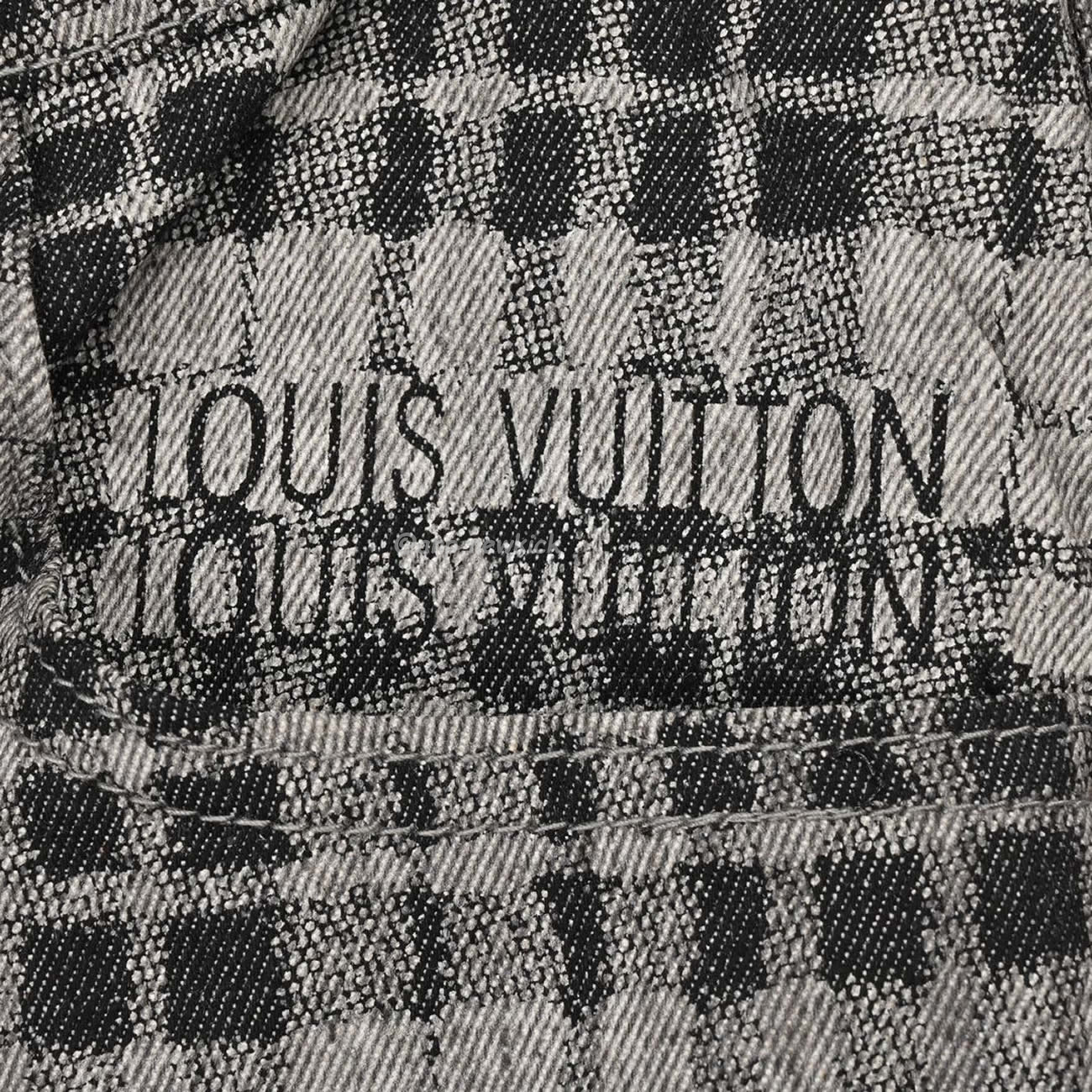 Louis Vuitton 1v 24ss Grey Checkerboard Printed Denim Shorts (8) - newkick.app